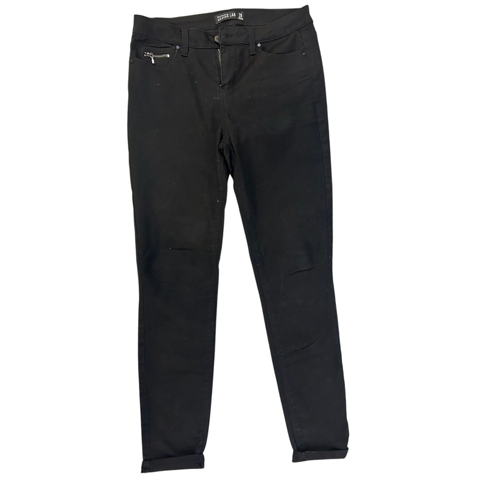 DESIGN‎ LAB Women Black Skinny Jeans Zipper Detail Size 28